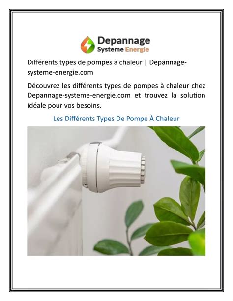 Ppt Diff Rents Types De Pompes Chaleur Depannage Systeme Energie