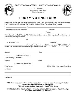 Fillable Online Proxy Voting Form Vahainccom Fax Email Print Pdffiller