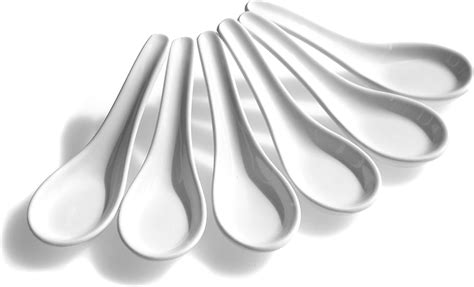 Chinese Ceramic Soup Spoons White Set of six - GOTO Brand : Amazon.co.uk: Home & Kitchen