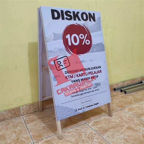 Jual STAND BANNER KAYU UKURAN 50 X 85 SEGITIGA BANNER KAYU UNTUK