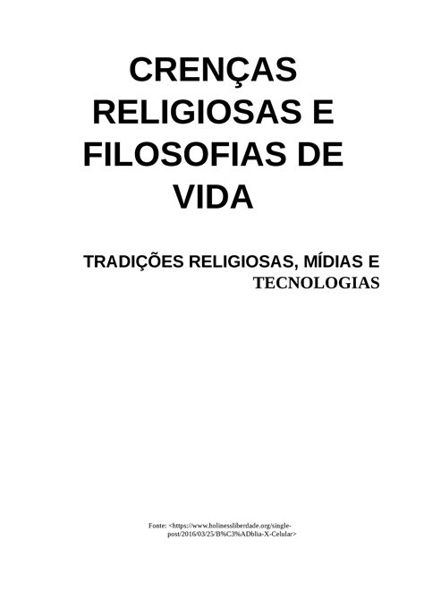 Texto Sobre Crenças Religiosas E Filosofias De Vida LIBRAIN