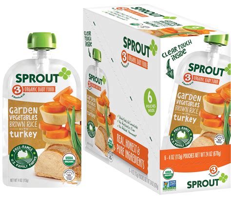 Sprout Organic Baby Food Stage Pouches Garden Vegetables Brown Rice