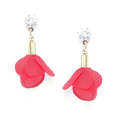 Fabula Jewellery Red Floral Crystal Fashion Drop Earrings Buy Fabula