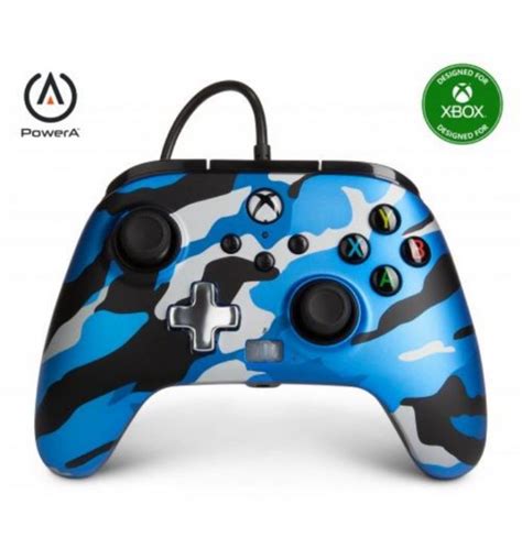 MANETTE FILAIRE XBOX ONE SERIE X PC CAMOUFLAGE BLEU METALIQUE OFFICIEL