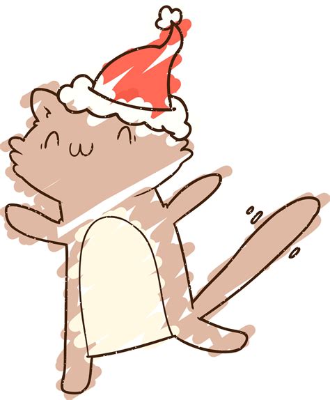 Christmas Cat Chalk Drawing 12214954 Vector Art at Vecteezy