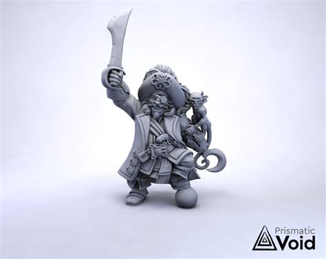 Dwarf Pirate Captain Miniature For Dungeons And Dragons Tabletop Rpg Etsy