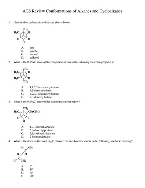 Solution Acs Review Conformations Of Alkanes And Cycloalkanes