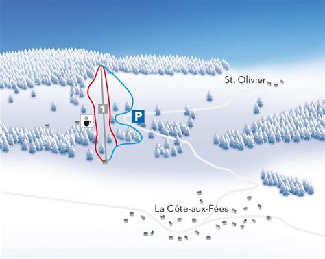 BERGFEX Plan de piste La Côte aux Fées Carte panoramique La Côte aux