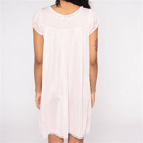 Babydoll Nightgown 80s Baby Pink Lingerie Slip Dress Gem