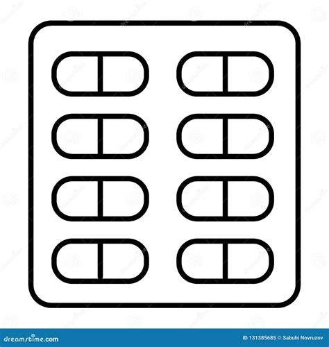 Pills Thin Line Icon Medical Capsule Vector Illustration Isolated On