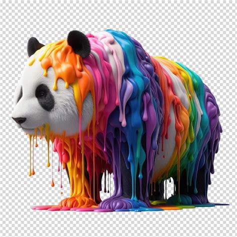 Un Oso Panda Con Pintura De Color En Su Cara Est Cubierto De L Quido