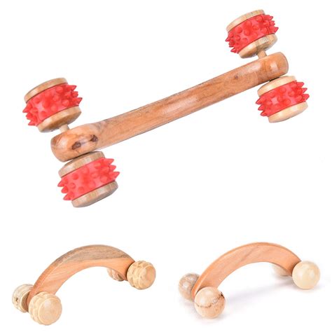 4 Wheels Massager Rollers Wooden Car Roller Massage Reflexology Hand ...