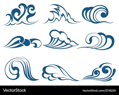 Wave symbols Royalty Free Vector Image - VectorStock