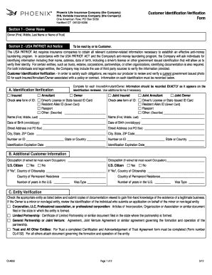 Fillable Online Customer Identification Verification Form A