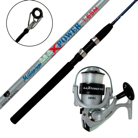 KIT VARA E MOLINETE MAXPOWER 1 65M PESCA BRASIL