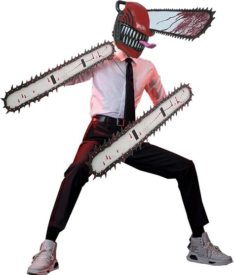 Yestic Chainsaw Man Mask With Hand Saw Bloody Denji