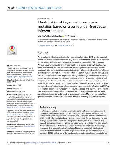 [PDF] Identification of key somatic oncogenic mutation based on a confounder-free causal ...