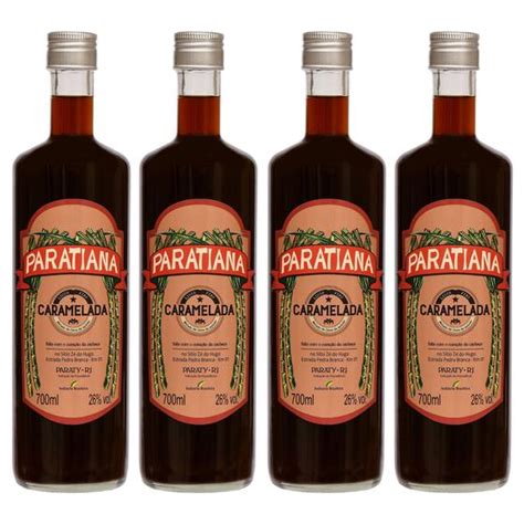 Kit 4 Cachaça Caramelada Paratiana 700 ml Cachaça Magazine Luiza