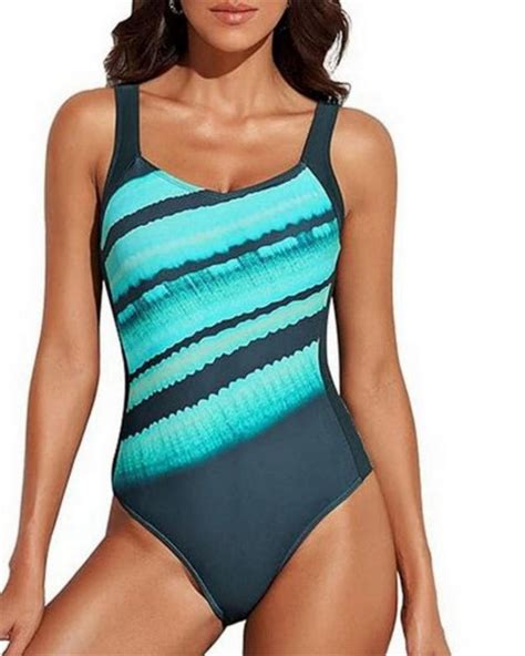 B X Monokini Damen Sportliche Badeanzüge Farbblock Push Up Badeanzug