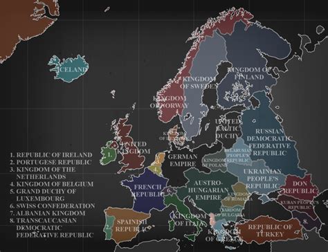 A stylized map of Europe in 1936 in The Christmas Mutiny : r/hoi4modding