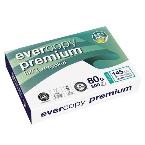 Ramette Papier Recyclé 500 Feuilles A4 Evercopy Premium 80g Blanc