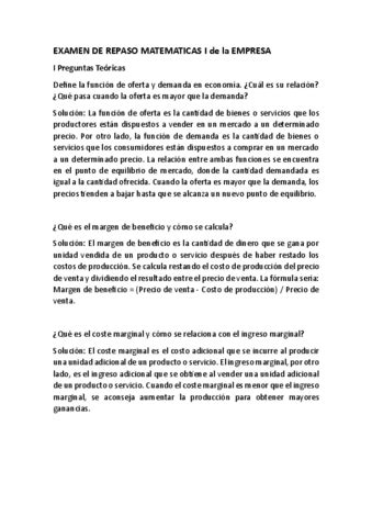 Examen De Repaso Matematicas I De La Empresa Usal Pdf