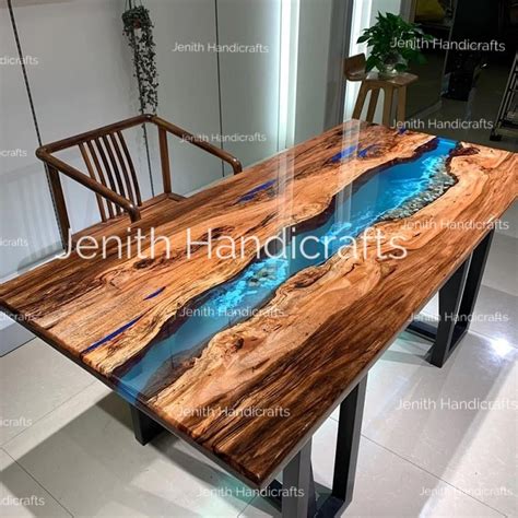 Blue Epoxy Luxury Dining Table Sofa Side Center Table Top Etsy