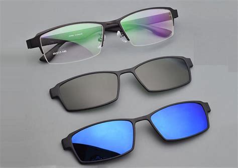 Eyeglasses Frame With 2pcs Magnetic Clip On Polarized Sunglasses Driving Glasses Ebay