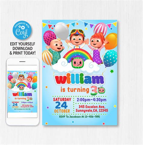 Cocomelon Invitation Digital Cocomelon Birthday Invitation