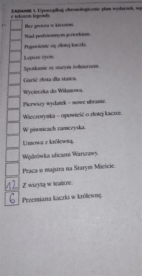 Uporz Dkuj Chronologicznie Plan Wydarze Wpisuj C W Kwadraciki