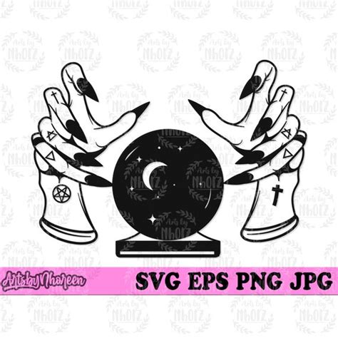 Witch Hand With Crystal Ball Svg Gypsy Clipart Fortune Etsy