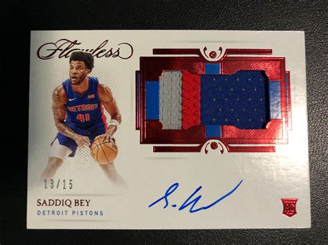 Panini Flawless Saddiq Bey Red Horizontal Patch Auto Rc Serial