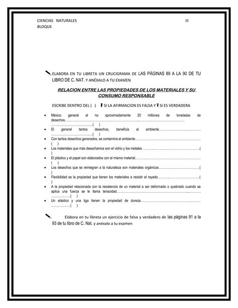 Material Para O Grado Ciencias Naturales Bloque Iii Act Pdf