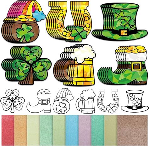 Amazon Skyygemm Pcs St Patrick S Day Suncatchers Paper Craft