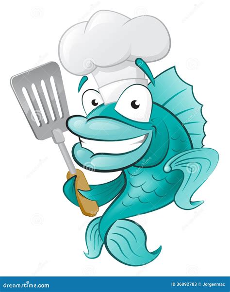 Cute Chef Fish With Spatula Stock Vector Illustration Of Culinary