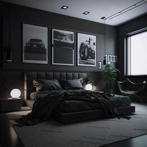 Bedroom In A Black Theme Bedroom Interior Black Bedroom Decor