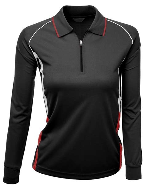 Xpril Womens Coolon Fabric Zip Up Point Golf Polo Shirts