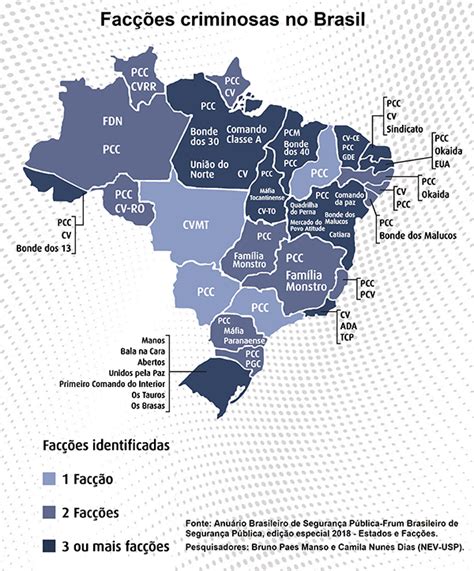 Facções criminosas e estados onde atuam r MapPorn