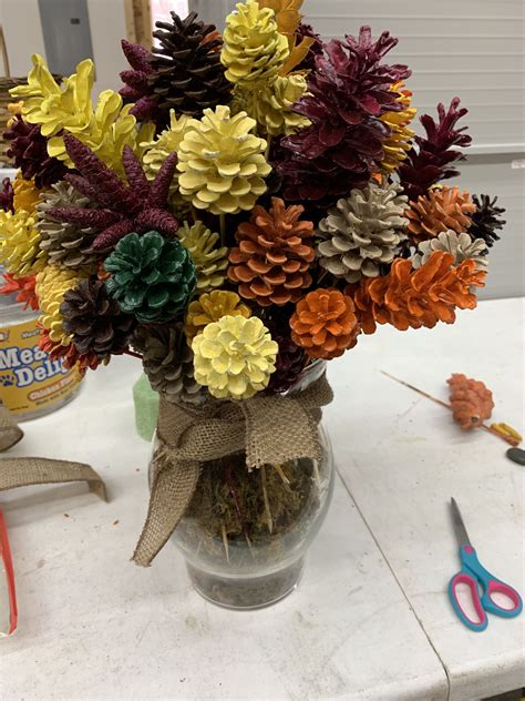 Diy Pine Cone Flowers Artigianato Autunnale Fai Da Te Artigianato Di