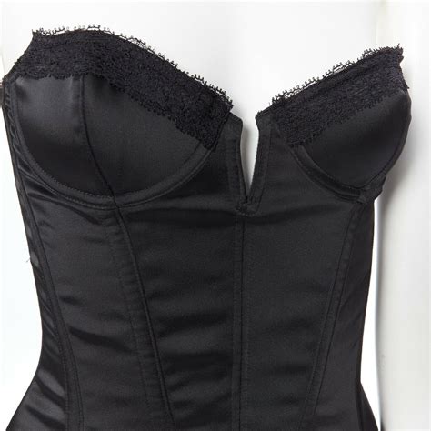 Kiki De Montparnasse Black Boned Lace Trim Sweetheart Corset Bustier