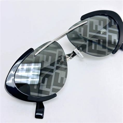 Fendi Fendiland Black Silver Ff Mirrored Print Unisex Sunglasses