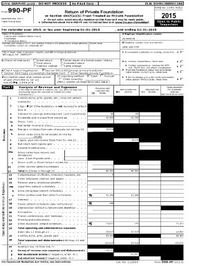 Fillable Online Form 990 PF Return Of Private Foundation 20015 Fax