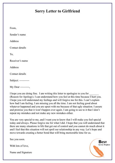 11 Free Sorry Letter Template Format Sample And Example