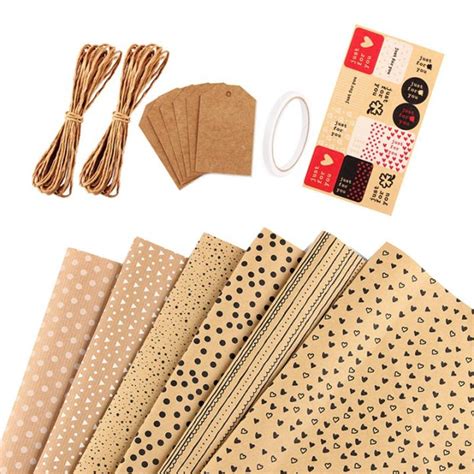 Kraft Gift Wrapping Paper Birthday Wrapping Paper 6 Sheets Kraft Brown