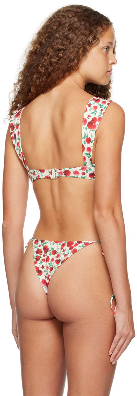 Magda Butrym Off White Floral Bikini Top Magda Butrym