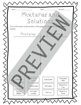 Free Mixtures And Solutions Practice Activity Card Sort Tpt