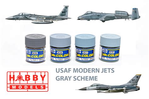 Set De Pinturas Mr Color Usaf Modern Jets Gray Schemes Hobby Models Gt