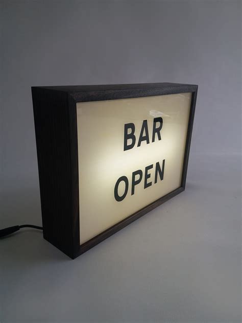 Bar Open Lightbox Sign Bingkai