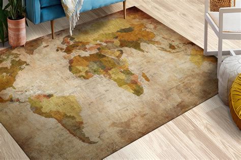 World Map Rug Large World Map Rug World Atlas Rug Map Rug - Etsy