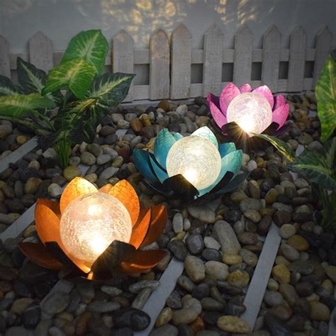 Led Iron Lotus Solar Light Outdoor European Garden Landscape Lamp